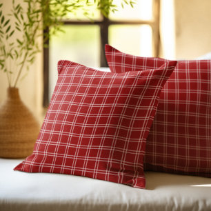 Rustic Checkered Pattern Plaid Fabric Christmas  Cushion