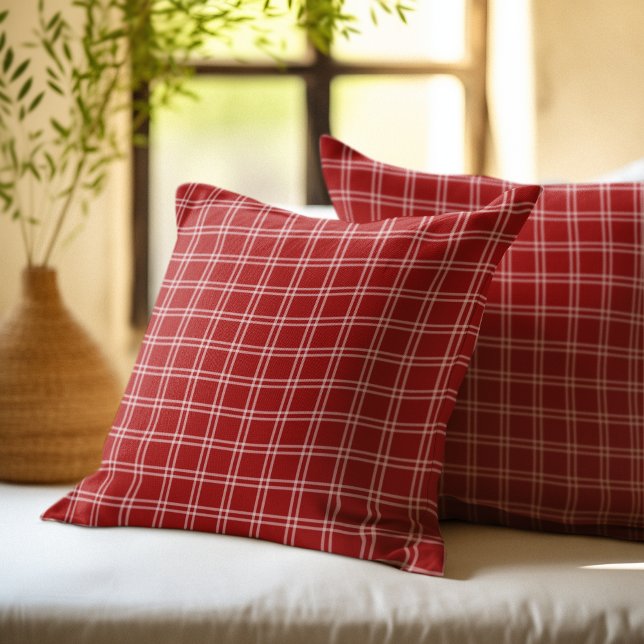 Rustic Checkered Pattern Plaid Fabric Christmas  Cushion (Creator Uploaded)