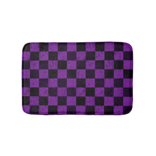Rustic Checks, Purple and Black Bath Mat