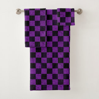 Rustic Checks, Purple and Black Bath Towel Set