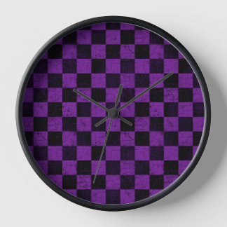 Rustic Checks, Purple and Black Clock