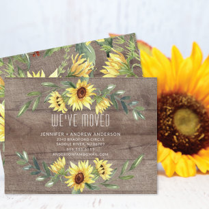 Rustic Cheerful Sunflowers Moving Announcement