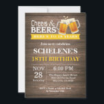 Rustic Cheers and Beers 18th Birthday Invitation<br><div class="desc">Rustic Cheers and Beers 18th Birthday Invitation Card. Adult Birthday. Yellow. 16th 18th 20th 21st 30th 40th 50th 60th 70th 80th 90th 100th. Any Age. For further customisation,  please click the "Customise it" button and use our design tool to modify this template.</div>