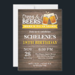 Rustic Cheers and Beers 18th Birthday Invitation<br><div class="desc">Rustic Cheers and Beers 18th Birthday Invitation Card. Adult Birthday. Yellow. 16th 18th 20th 21st 30th 40th 50th 60th 70th 80th 90th 100th. Any Age. For further customisation,  please click the "Customise it" button and use our design tool to modify this template.</div>