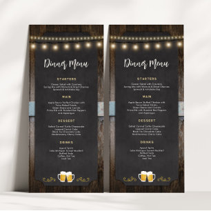 Rustic Cheers and Beers 4x9 Dinner Menu