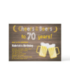 Rustic Cheers and Beers 70th Birthday Invitation