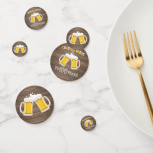 Rustic Cheers and Beers to 100 Years Confetti