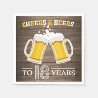 Rustic Cheers and Beers to 18 Years Napkins