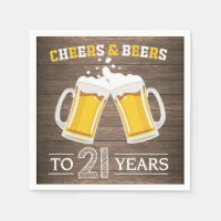 Rustic Cheers and Beers to 21 Years Napkins