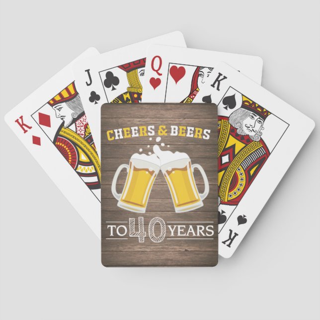 Rustic Cheers and Beers to 40 Years Playing Cards (Back)