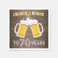 Rustic Cheers and Beers to 70 Years Napkins