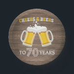Rustic Cheers and Beers to 70 Years Paper Plate<br><div class="desc">Rustic Cheers and Beers to 70 Years Paper Plate</div>