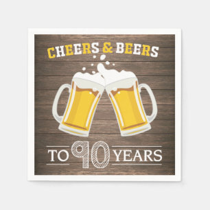 Rustic Cheers and Beers to 90 Years Napkins