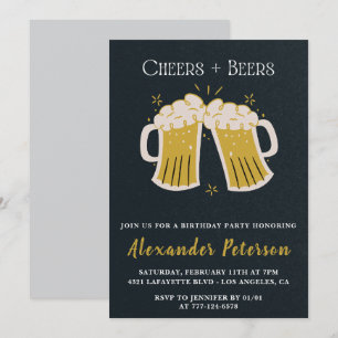 Rustic Cheers Beers Chalkboard Men 34th birthday Invitation