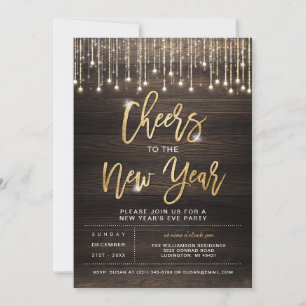 Rustic Cheers New Years Party Invitation