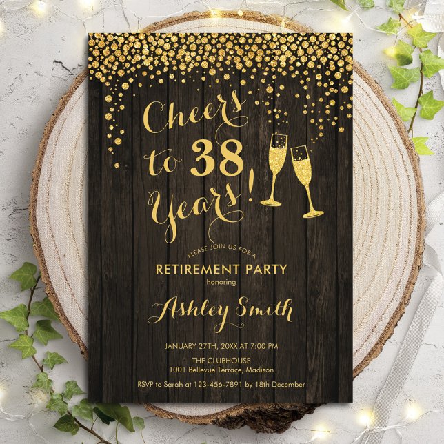 Rustic Cheers Retirement Party Invitation (Creator Uploaded)