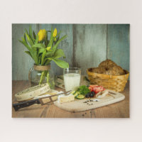 Rustic Cheese Bread Food Tulip Flowers
