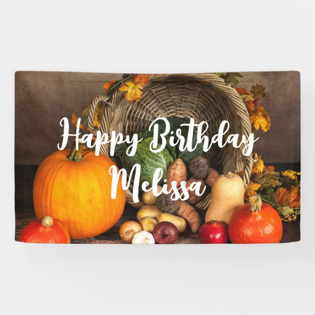Rustic Chef's Table Bountiful Harvest Birthday Banner (Horizontal)
