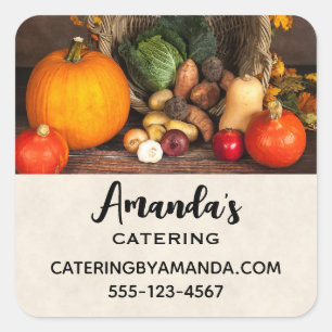Rustic Chef's Table Bountiful Harvest Business Square Sticker