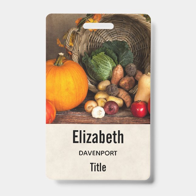 Rustic Chef's Table Bountiful Harvest ID Badge (Front)