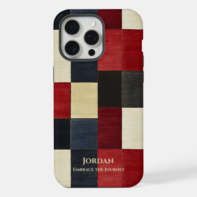 Rustic Chequered Grid – Textured Sophistication iPhone Case (Back)