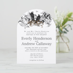 Rustic Cherry Blossom Love Bird Wedding Invitation