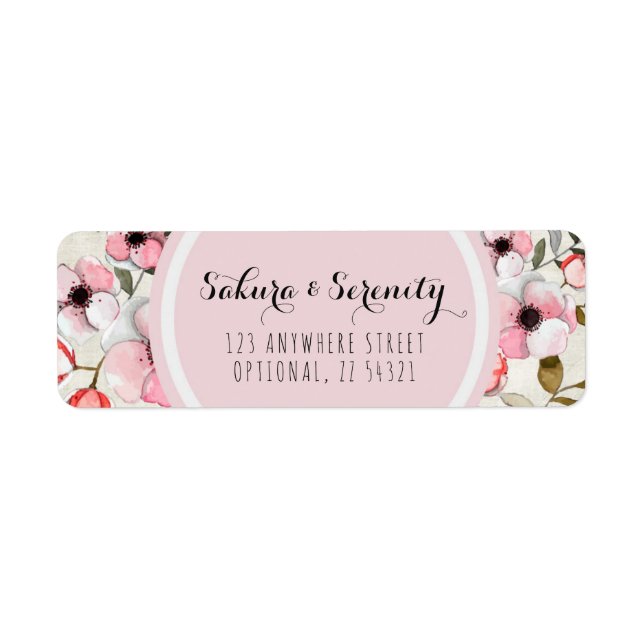 Rustic Cherry Blossom Sakura Return Address (Front)