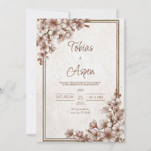 Rustic Cherry Blossom Wedding  Invitation