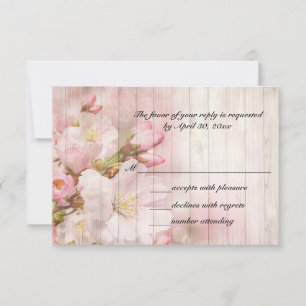 Rustic Cherry Blossom Wedding RSVP Card