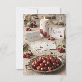 Rustic Cherry Fruit "On the Nature" Collection Gr Thank You Card