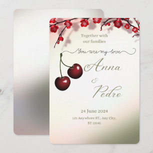 Rustic Cherry Fruit Romantic Wedding Invitation