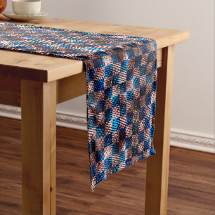 Rustic chess in the form of crossed scratches long table runner