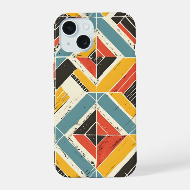 Rustic Chevron Mosaic iPhone 15 Case (Back)