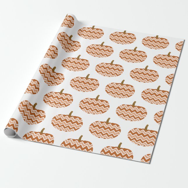Rustic Chevron Pumpkins Wrapping Paper (Unrolled)
