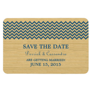 Rustic Chevron Save the Date Magnet, Blue Magnet