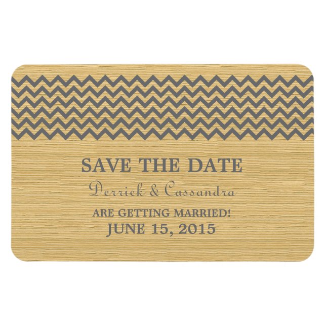 Rustic Chevron Save the Date Magnet, Grey Magnet (Horizontal)