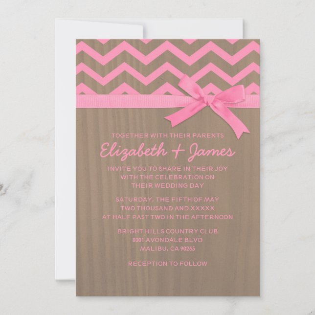 Rustic Chevron Zigzag Wedding Invitations (Front)