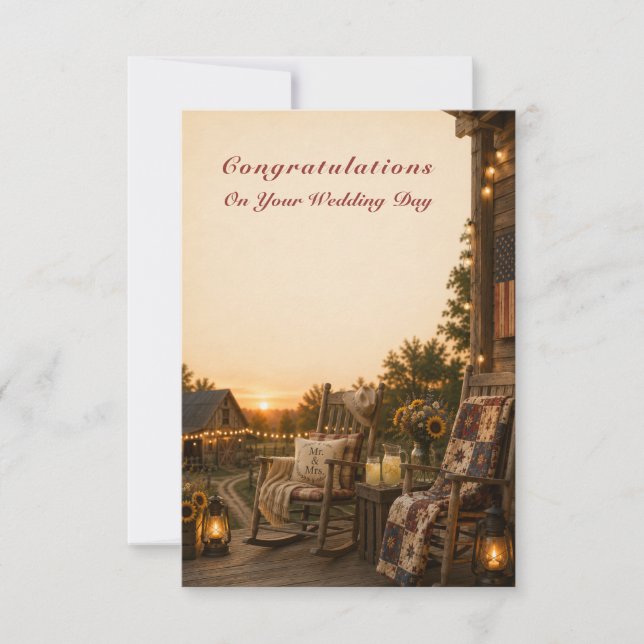Rustic Chic Americana Wedding Greeting card (Front)