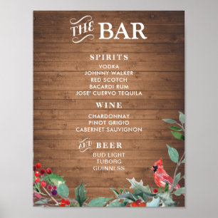 Rustic chic Bar Menu Sign Holiday party bar