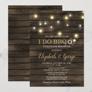 Rustic Chic Barn Wood I Do BBQ Couples Shower Invitation
