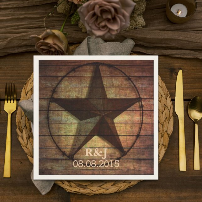 rustic chic barn wood texas star western wedding napkin (rustic chic barn wood texas star western wedding napkins)
