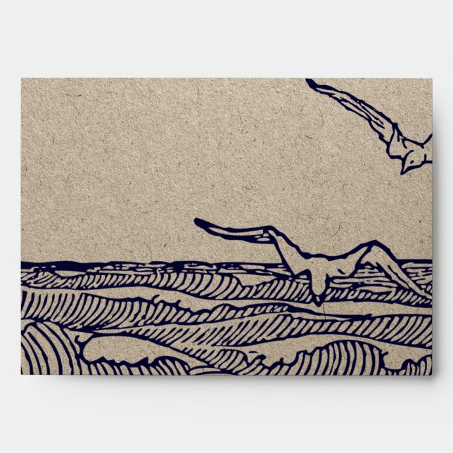 Rustic Chic Beach Destination Wedding  Faux Kraft Envelope (Front)