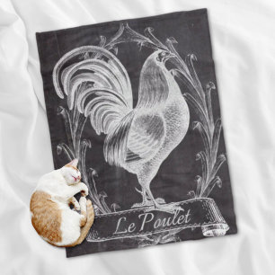 rustic chic blackboard french country rooster fleece blanket