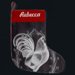 rustic chic blackboard french country rooster small christmas stocking<br><div class="desc">rustic chic blackboard french country rooster home accessories. Western country rooster kitchen accessories.</div>