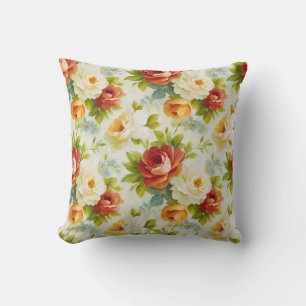 Rustic Chic Botanical Summer Floral Pattern Cushion