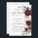 Rustic Chic Burgundy Blush Pink Floral Wedding Save The Date<br><div class="desc">Announce your day with this elegant save the date card! This Wedding Save the Date Card showcases a stunning watercolor floral arrangement in rich burgundy and delicate blush pink hues. Perfectly designed to match our Rustic Blush wedding collection, you can easily personalise it with your details. Simply press the "Edit...</div>