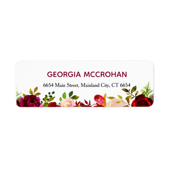 Rustic Chic Burgundy Marsala  Return Address Label (Front)