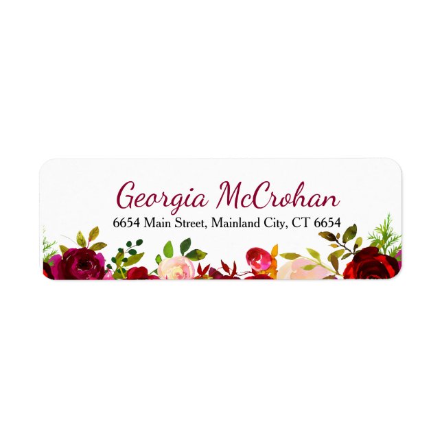 Rustic Chic Burgundy Marsala  Return Address Label (Front)