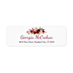 Rustic Chic Burgundy Marsala Return Address Label
