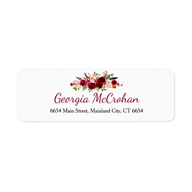 Rustic Chic Burgundy Marsala  Return Address Label (Front)